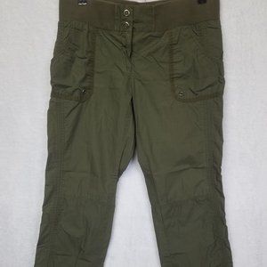 New York & Company Women's Pants Elastic Waist Button Green Size 8